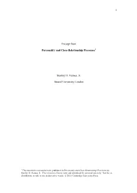 1 Excerpt from Personality and Close Relationship Processes Stanley O