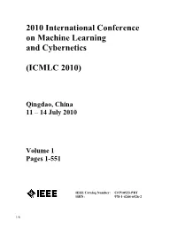 2010 International Conference on Machine Learning and Cybernetics