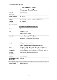 GAA Oral History Project Interview Report Form