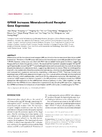 GPR48 Increases Mineralocorticoid Receptor Gene Expression