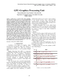 GPU-Graphics Processing Unit Ramani Shrusti K., Desai Vaishali J., Karia Kruti K