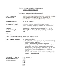 Mechanical Engineering Program Abet Course Syllabus