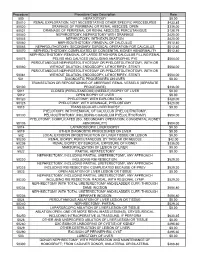 Procedure Procedure Code Description Rate 500