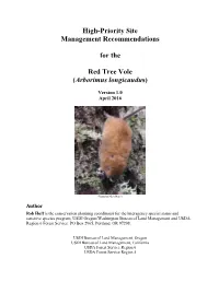 Red Tree Vole High Priority Site Management Recommendation