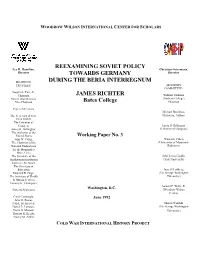 Reexamining Soviet Policy Towards Germany During the Beria Interregnum”