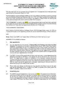 Statement of Terms of Appointment Deputy Mayor for Policing and Crime (Dmpc) West Yorkshire Combined Authority Appendix B