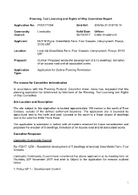 1 Planning, Taxi Licensing and Rights of Way Committee Report Application No: P/2017/1259 Grid Ref: 326755.31 318118.14 Communit