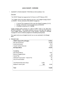 2. General Fund 2020/21 General Fund Budget £’000S Net Cost of Services 15,292 Investment Income -613 Transfer To/From Reserves 1,169 Net Expenditure 15,848
