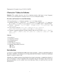 CS151.02 2007S : Character Values in Scheme