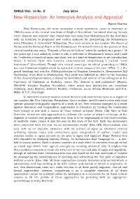New Historicism: an Intensive Analysis and Appraisal