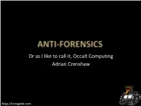 Or As I Like to Call It, Occult Computing Adrian Crenshaw