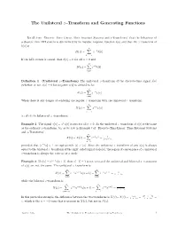 The Unilateral Z–Transform and Generating Functions
