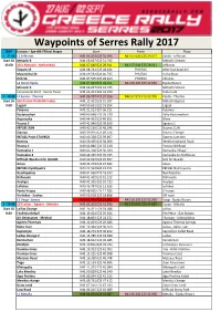 Waypoints of Serres Rally 2017