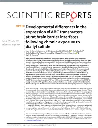 Developmental Differences in the Expression of ABC Transporters at Rat Brain Barrier Interfaces Following Chronic Exposure to Di
