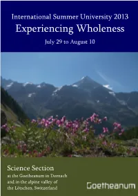 Experiencing Wholeness July 29 to August 10