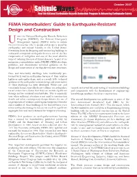 FEMA Homebuilders' Guide to Earthquake-Resistant Design And