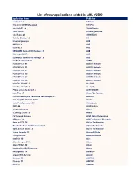 List of New Applications Added in ARL #2590