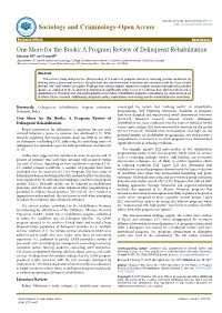 One More for the Books: a Program Review of Delinquent Rehabilitation