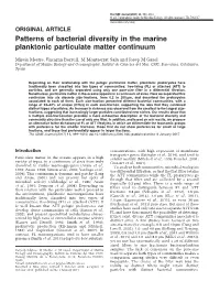 Patterns of Bacterial Diversity in the Marine Planktonic Particulate Matter Continuum