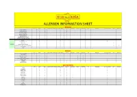 Allergen Information Sheet