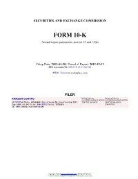 AMAZON COM INC Form 10-K Annual Report Filed 2013-01-30