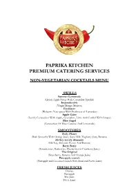 Cocktails Non Veg Menu