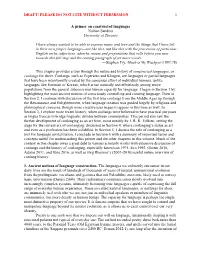DRAFT! PLEASE DO NOT CITE WITHOUT PERMISSION 1 a Primer
