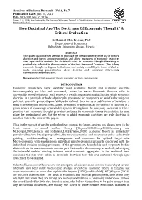 How Doctrinal Are the Doctrines of Economic Thought? a Critical Evaluation