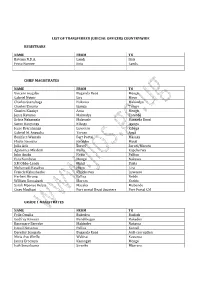 List of Transferred Magistrates