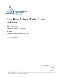 Long-Range Ballistic Missile Defense in Europe