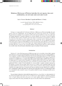 Melaleuca (Myrtaceae) of Western Australia: Five New Species, Three New Combinations, One New Name and a New State Record