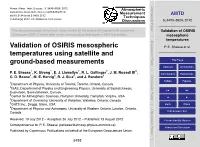 Validation of OSIRIS Mesospheric Temperatures