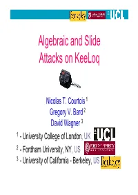 Algebraic and Slide Attacks on Keeloq