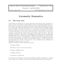 Axiomatic Semantics