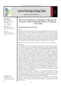 Diversity of Predatory Arthropods in Bt and Non-Bt Cotton Fields Of