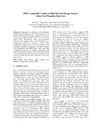 JPEG Compatible Coding of High Dynamic Range Imagery Using Tone Mapping Operators