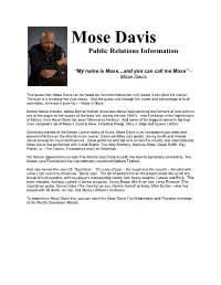 Mose Davis Public Relations Information