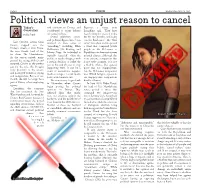 Political Views an Unjust Reason to Cancel