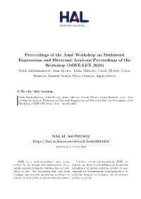 Proceedings of the Joint Workshop on Multiword Expressions and Electronic Lexicons Proceedings of the Workshop (MWE-LEX 2020)
