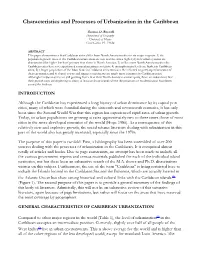 Characteristics and Processes of Urbanization in the Caribbean
