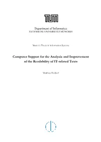 Computer Support for the Analysis and Improvement of the Readability of IT-Related Texts