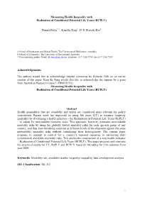 Measuring Health Inequality with Realization of Conditional Potential Life Years (RCPLY)