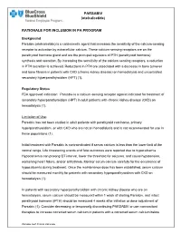 PARSABIV (Etelcalcetide) RATIONALE for INCLUSION IN
