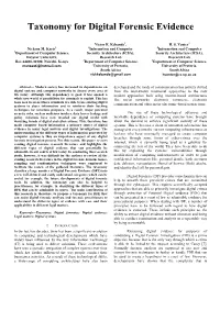 Taxonomy for Digital Forensic Evidence