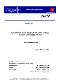 The Case for Cross-Disciplinary Approaches in International Development
