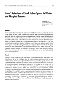 Users' Behaviour of Small Urban Spaces in Winter and Marginal Seasons