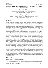 CONCEPT of UNIVERSAL PROPOSITION (UDHARANA) in NAYAYA PHILOSOPHY Mudasir Ahmad Tantray Lecturer at Dept