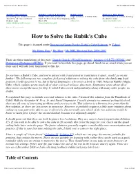 How to Solve the Rubik's Cube 03/11/2007 05:07 PM