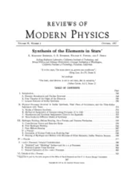 Synthesis of the Elements in Stars Takes Place