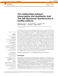 The Relationships Between Interoception and Alexithymic Trait